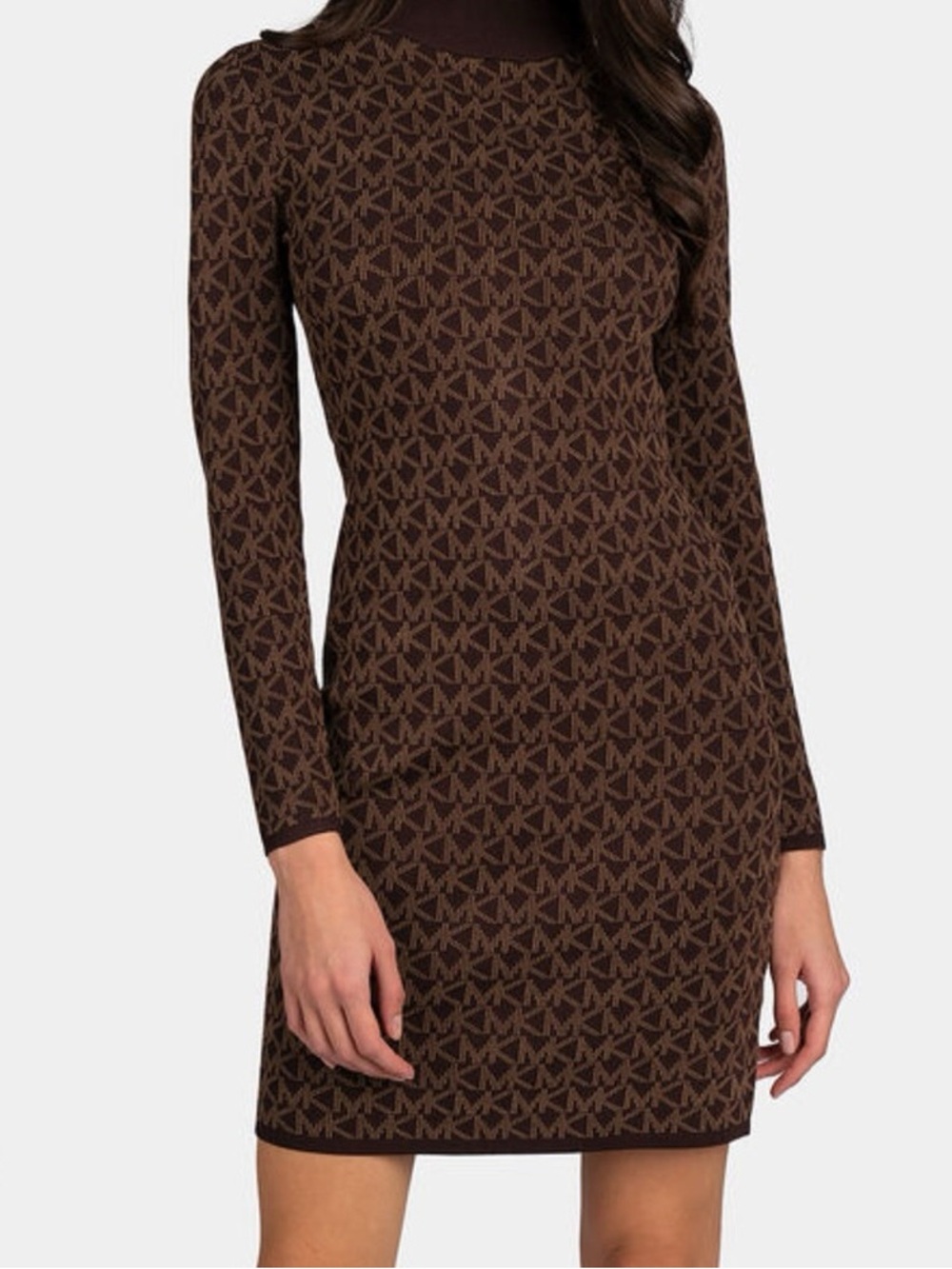 Michael Kors Logo Jacquard Mock Neck Dress